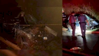 Mulher é arremessada de carro após motorista bater em barranco e capotar várias vezes