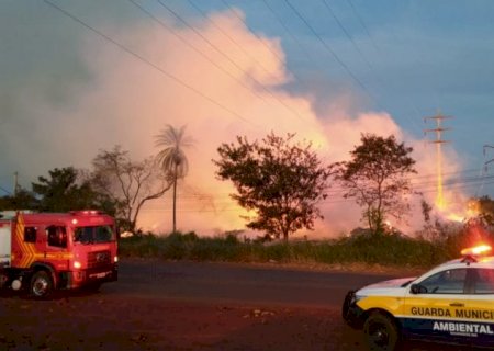 Incêndio no Eco Ponto do Parque das Nações ll Mobiliza Equipes da Prefeitura de Dourados