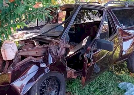 Motorista perde controle de veículo e bate contra árvore