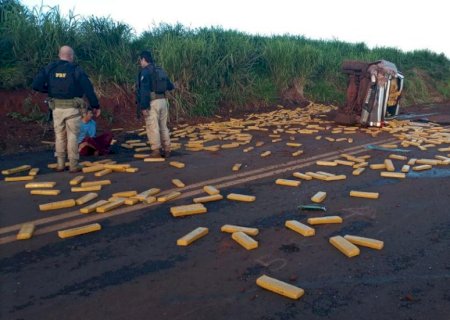Traficante capota picape abarrotada de droga a caminho de Dourados