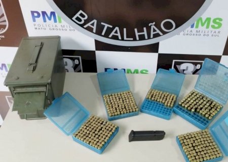 Polícia encontra caixa com 428 cartuchos de pistolas em Dourados