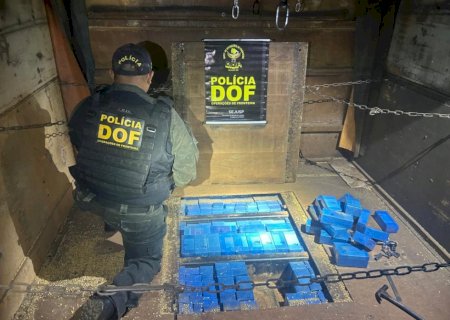 DOF encontra 220 celulares em carroceria de carreta com soja