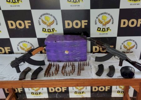 DOF apreende fuzis AK-47, munições e mais de 1,4 tonelada de droga