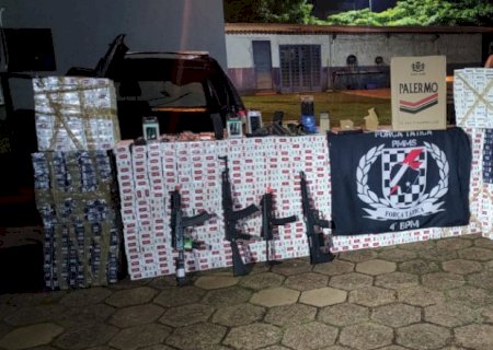 Polícia apreende cigarros e armamentos de airsoft na fronteira com o Paraguai